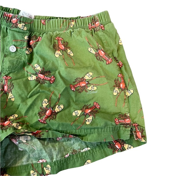 J Crew Boxers Shorts  XS Holiday  Mitten Lobster  Green Mock Button Fly - Picture 3 of 5